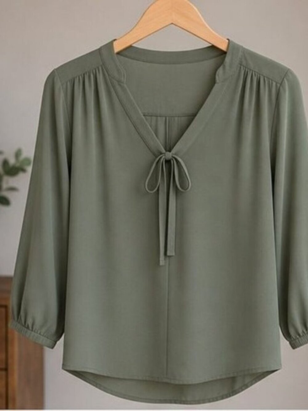 Olive V Neck Top